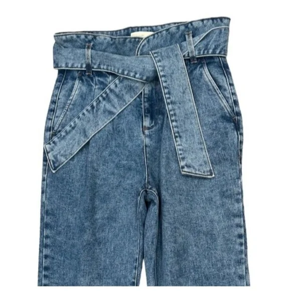 Sezane Alvin Jeans Slouchy High Rise Jeans 100%Cotton in Light Vintage Washed